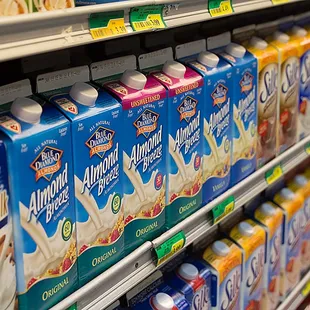 milk and milk products on display