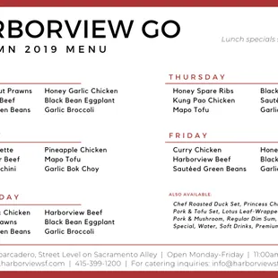 Harborview Go Menu - Autumn 2019