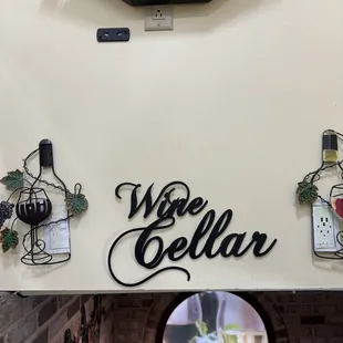 The downstairs wine cellar