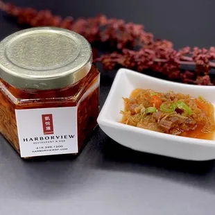 House-made X.O. Chili Sauce! FREE SHIPPING on orders of two sets (4 jars x 8 oz). Can ship anywhere in US. Buy here: www.harborviewsf.com