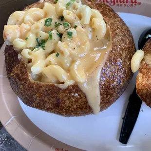 Lobster Mac &amp; cheese in a bread bowl