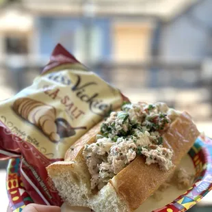 Lobster roll with chips