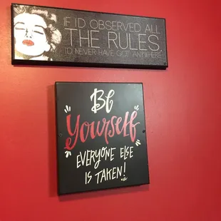 Cute signs in the girls bathroom