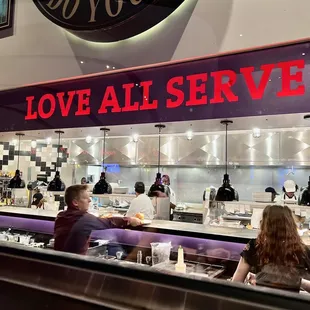 interior, sushi and sashimi