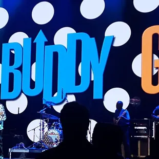 a band performing on stage