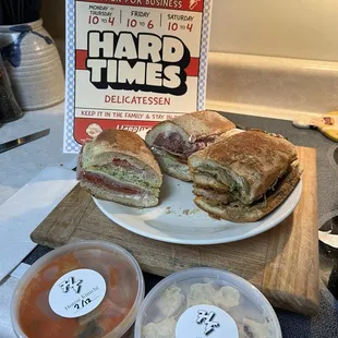 I took a pic of our sandwiches, potato salad and kimchi to send to my son in Dallas to brag that Memphis finally has a real Deli!