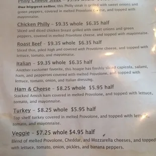 a menu for a restaurant