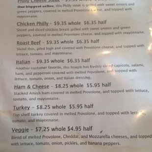 a menu for a restaurant