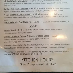 a menu for a restaurant