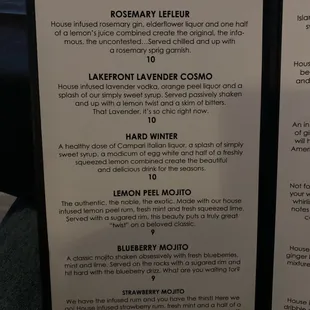 Mixed drink menu, page 3