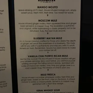 Mixed drink menu, page 4