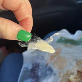 Plastic covered in cheese