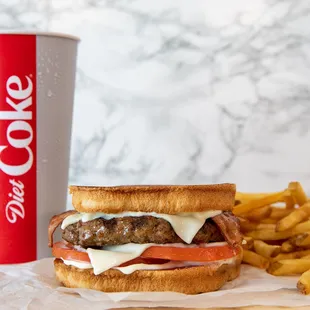 a burger and french fries