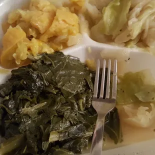 Cabbage,  squash, greens