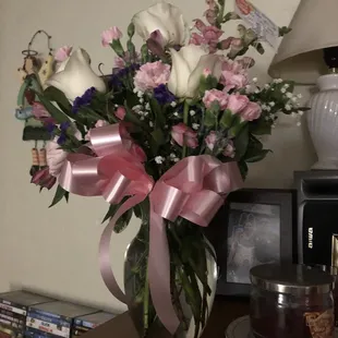 What she got. I love the white roses.