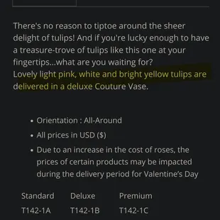 description of tulips I ordered