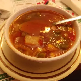 a bowl of vegetable soup