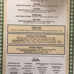 menu