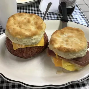 Bologna, Egg &amp; Cheese and Country Ham, Egg &amp; Cheese biscuits