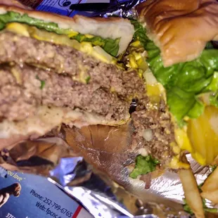 Close up of the double cheeseburger