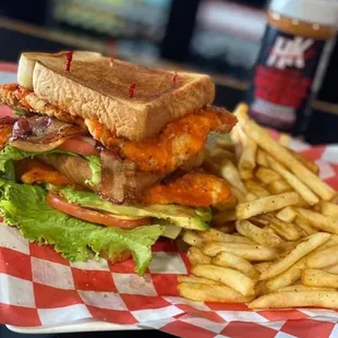 a sandwich and fries