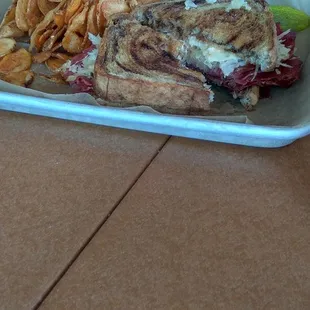 Reuban and homemade chips