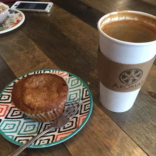 Mixed Berry Muffin with a large Americano