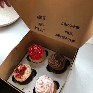 Cupcakes delivered from skip the dishes. Frostings May differ than what you order :/