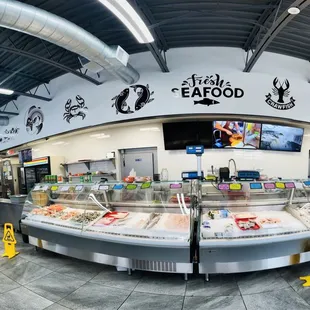 a fish and seafood display