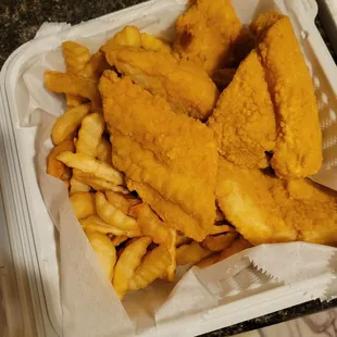 Catfish filet platter with double order of fries