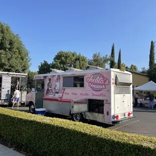 a food truck parked in a parking lot