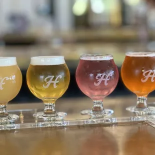 Beer Flight 6.27.24 Li Hing Mui Fruited Sour Quirk Raspberry Rocket Pop Hard Seltzer India Pale Whale West Coast IPA Hazy IPA