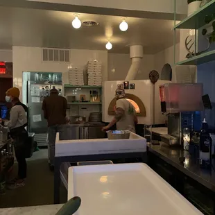 the kitchen of a restaurant