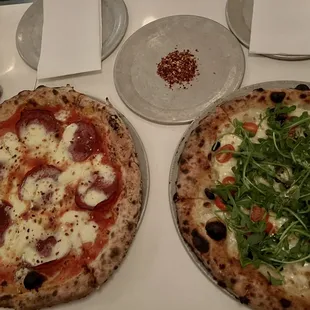 salami and Leonardo pizzas
