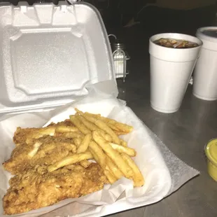 Yummy Chicken tenders and fries!