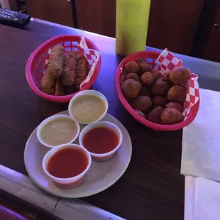 Fried pickles and mushrooms, yummm