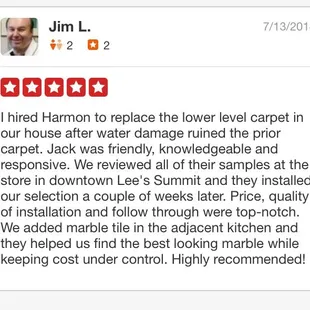 a review of a customer's review