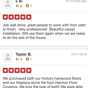 four reviews on the app