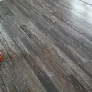 Wood look using tile.