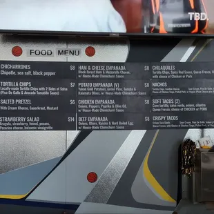 a menu on the wall