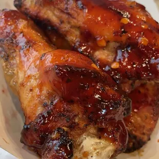 Char buffed sweet and spicy wings