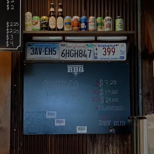 Says Smoked Wings! 5 for $7.25, 10 for $14, or 20 for $27! Regular bbq, hot bbq, or dry rub!