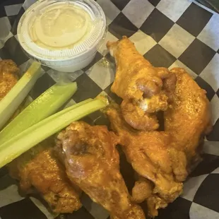 Bone in wings with buffalo ranch