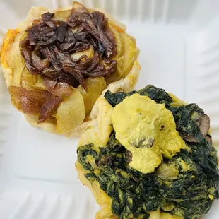 Roasted Potato/Onion Galette Tart, Spinach Mushroom Tart