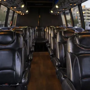 Interior of one of our Luxury 26 passenger shuttle buses