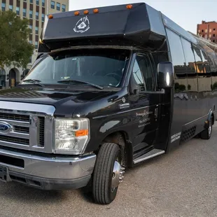 Exterior of one of our 25 passenger shuttle buses