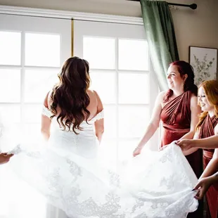 Bride and Her Crew Getting Ready