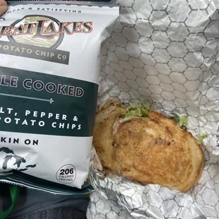 Jalepeno popper grilled cheese and chips