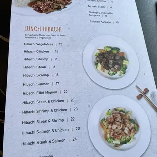 Lunch menu