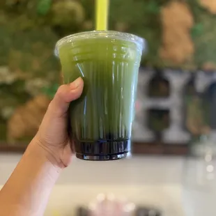 The vanilla matcha with boba